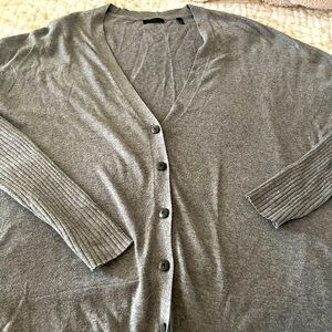 ATM GREY CARDIGAN RIBBED SLEEVE